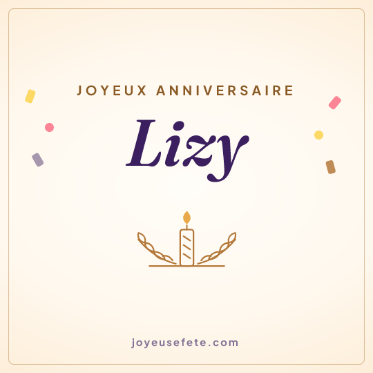 Image carrée « Joyeux anniversaire Lizy » pour WhatsApp