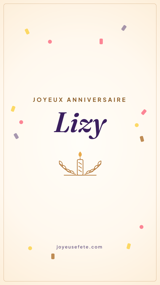 Image « Joyeux anniversaire Lizy » au format story