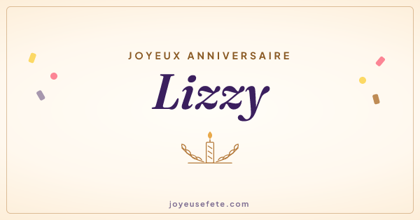 Image « Joyeux anniversaire Lizzy » au format large