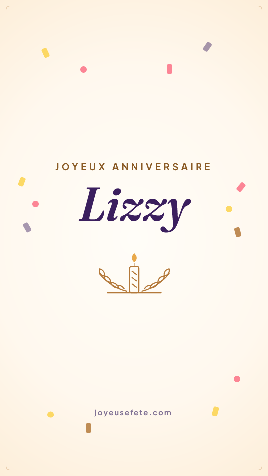 Image « Joyeux anniversaire Lizzy » au format story