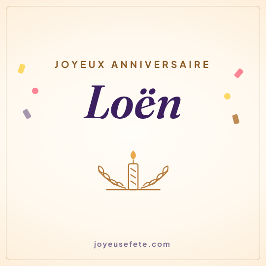 Image carrée « Joyeux anniversaire Loën » pour WhatsApp