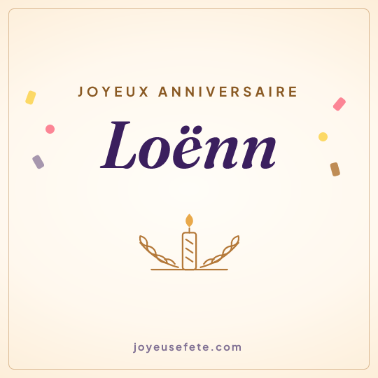 Image carrée « Joyeux anniversaire Loënn » pour WhatsApp
