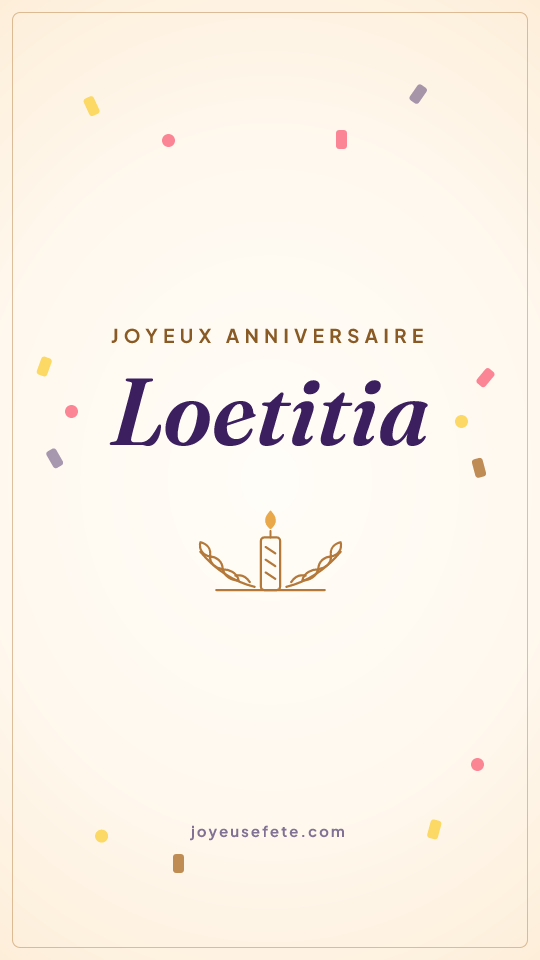 Image « Joyeux anniversaire Loetitia » au format story