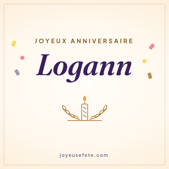 Image carrée « Joyeux anniversaire Logann » pour WhatsApp