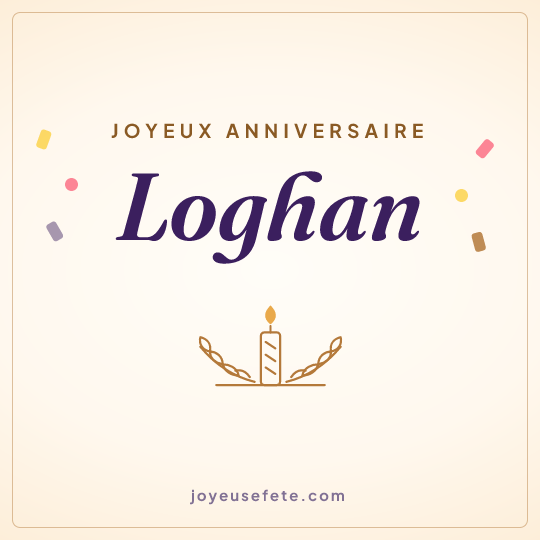 Image carrée « Joyeux anniversaire Loghan » pour WhatsApp