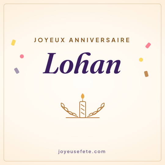 Image carrée « Joyeux anniversaire Lohan » pour WhatsApp