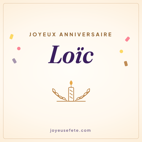 Image carrée « Joyeux anniversaire Loïc » pour WhatsApp