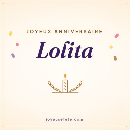 Image carrée « Joyeux anniversaire Lolita » pour WhatsApp