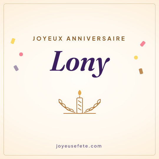 Image carrée « Joyeux anniversaire Lony » pour WhatsApp