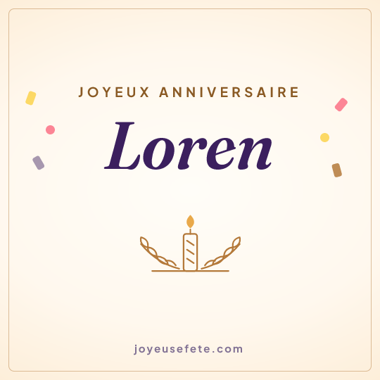 Image carrée « Joyeux anniversaire Loren » pour WhatsApp