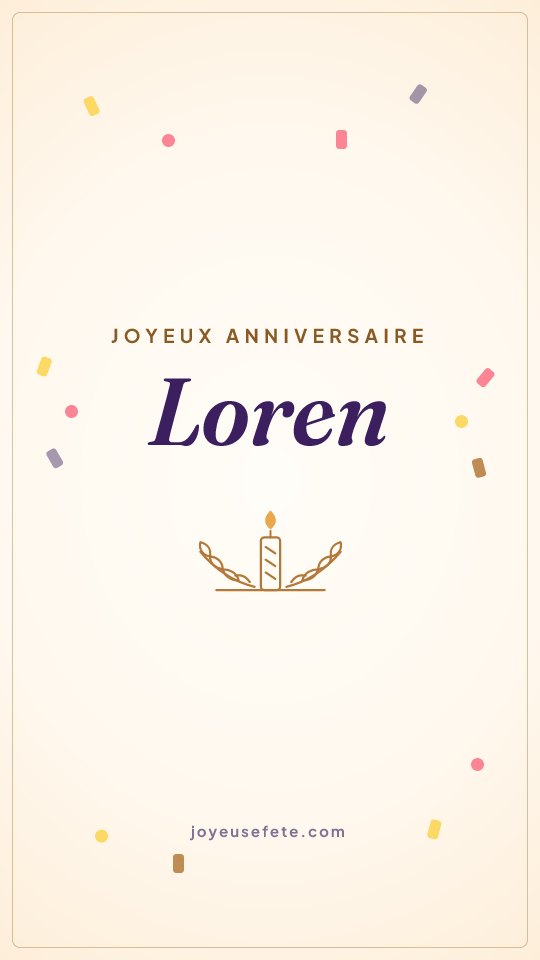 Image « Joyeux anniversaire Loren » au format story
