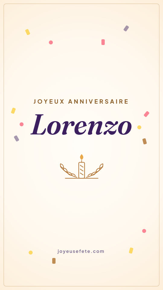 Image « Joyeux anniversaire Lorenzo » au format story