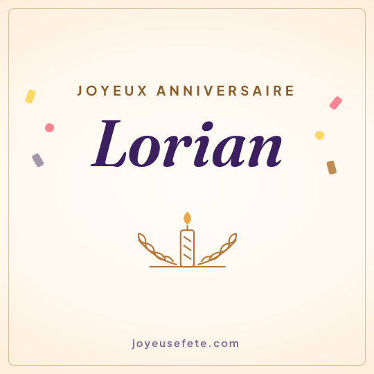 Image carrée « Joyeux anniversaire Lorian » pour WhatsApp