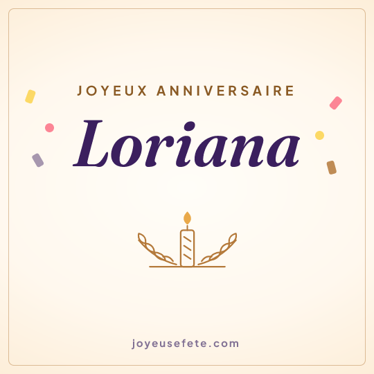 Image carrée « Joyeux anniversaire Loriana » pour WhatsApp
