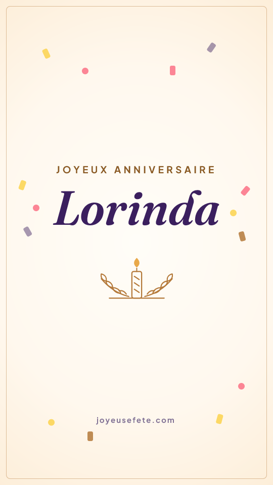 Image « Joyeux anniversaire Lorinda » au format story