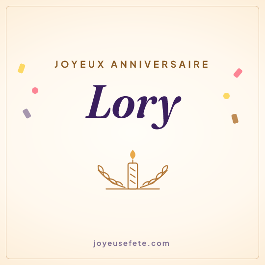 Image carrée « Joyeux anniversaire Lory » pour WhatsApp