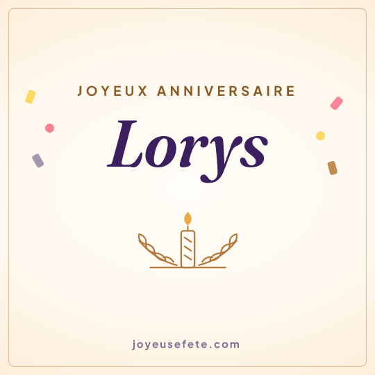 Image carrée « Joyeux anniversaire Lorys » pour WhatsApp