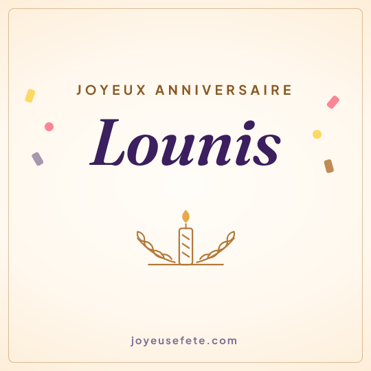 Image carrée « Joyeux anniversaire Lounis » pour WhatsApp