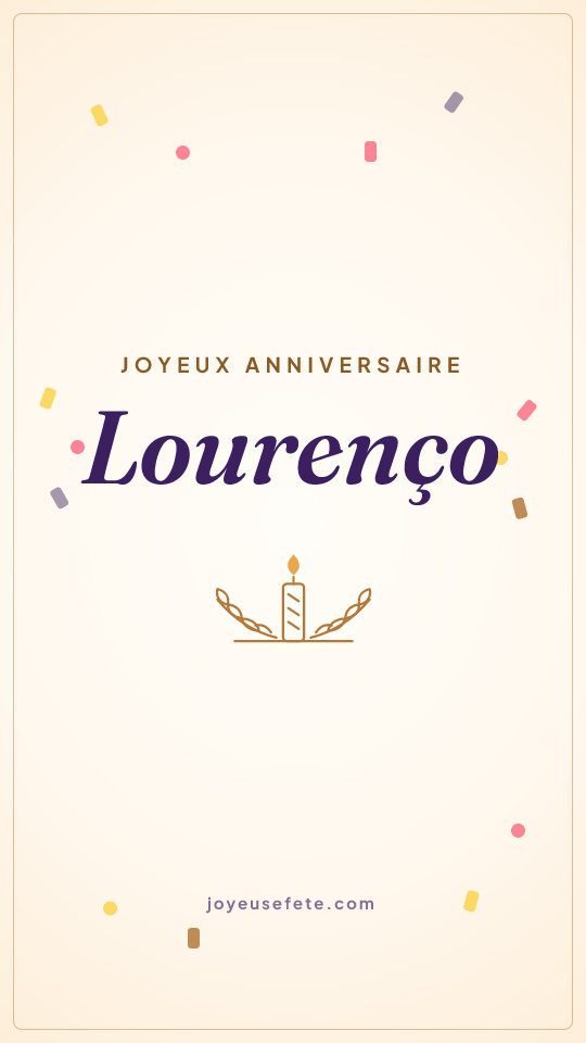 Image « Joyeux anniversaire Lourenço » au format story