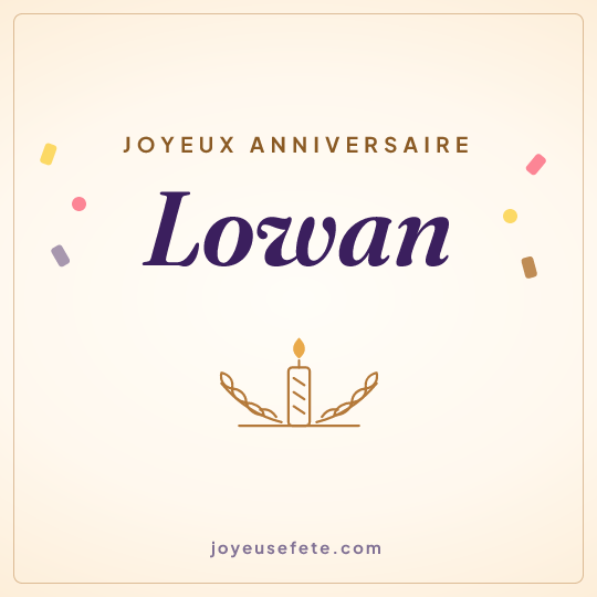 Image carrée « Joyeux anniversaire Lowan » pour WhatsApp