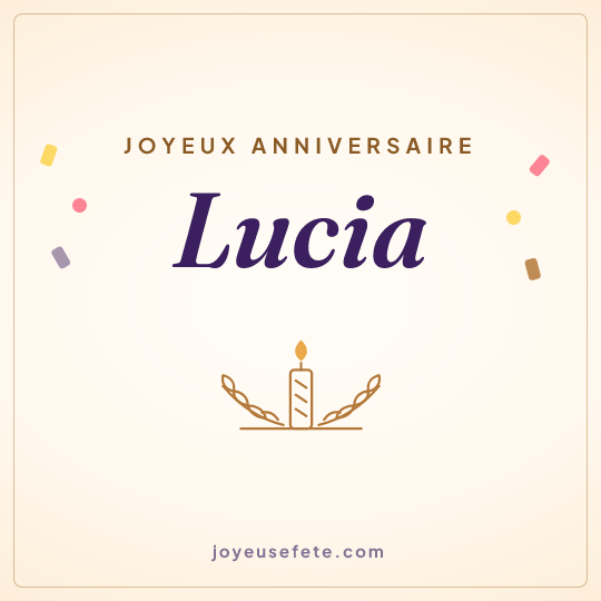 Image carrée « Joyeux anniversaire Lucia » pour WhatsApp