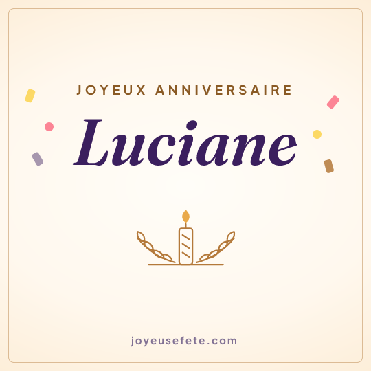 Image carrée « Joyeux anniversaire Luciane » pour WhatsApp