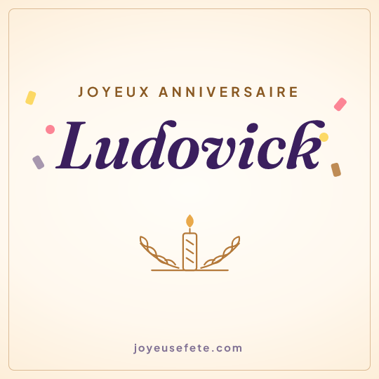 Image carrée « Joyeux anniversaire Ludovick » pour WhatsApp