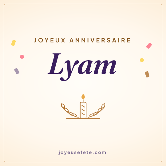 Image carrée « Joyeux anniversaire Lyam » pour WhatsApp