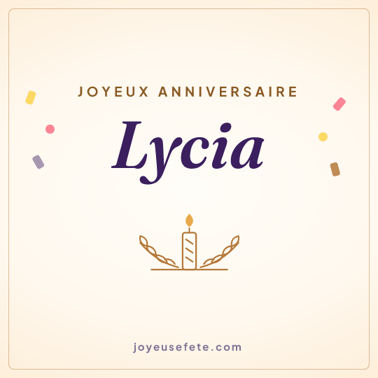 Image carrée « Joyeux anniversaire Lycia » pour WhatsApp