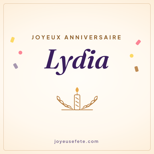 Image carrée « Joyeux anniversaire Lydia » pour WhatsApp