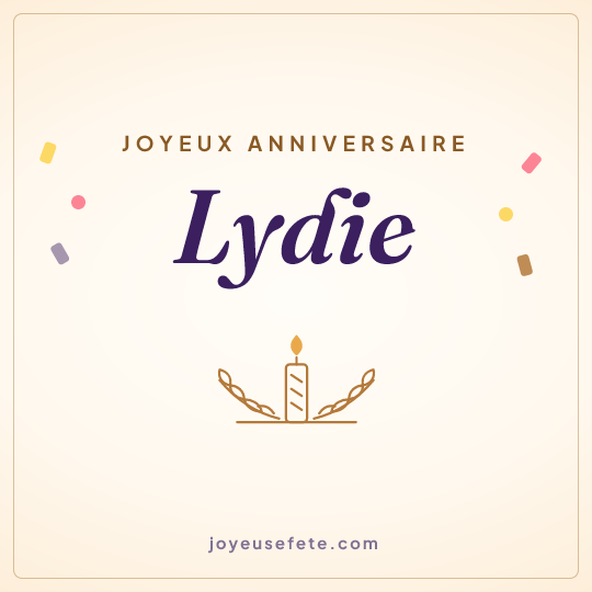 Image carrée « Joyeux anniversaire Lydie » pour WhatsApp