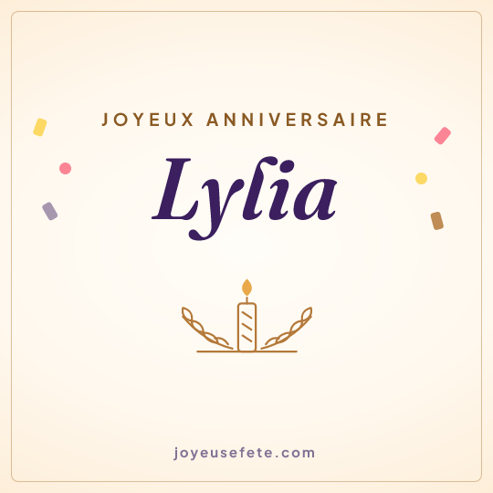 Image carrée « Joyeux anniversaire Lylia » pour WhatsApp