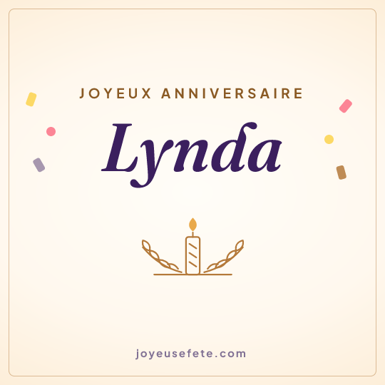 Image carrée « Joyeux anniversaire Lynda » pour WhatsApp