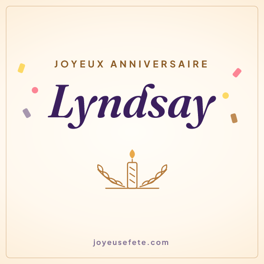 Image carrée « Joyeux anniversaire Lyndsay » pour WhatsApp