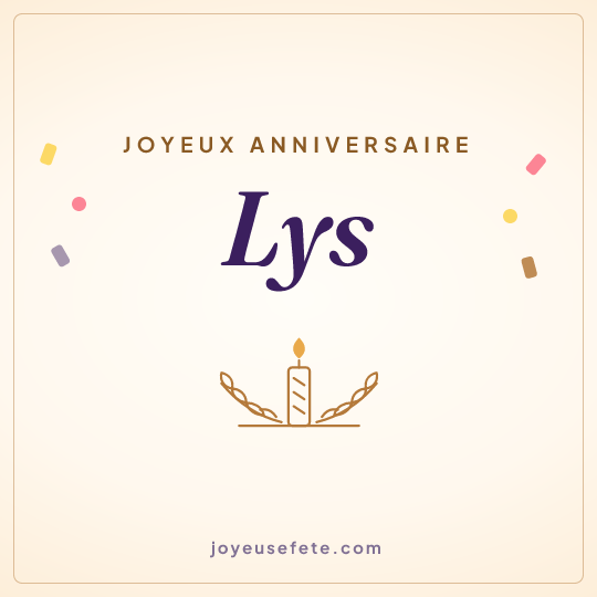 Image carrée « Joyeux anniversaire Lys » pour WhatsApp