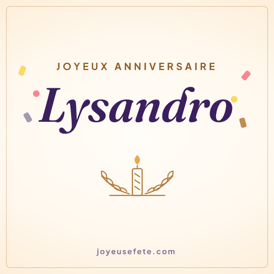 Image carrée « Joyeux anniversaire Lysandro » pour WhatsApp