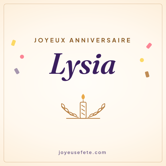 Image carrée « Joyeux anniversaire Lysia » pour WhatsApp