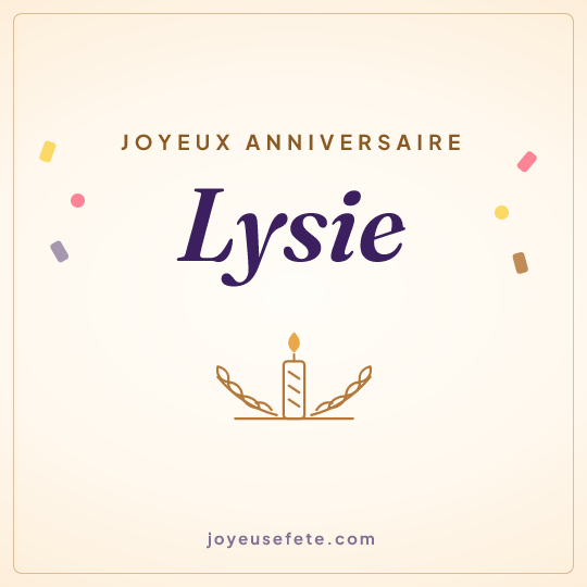 Image carrée « Joyeux anniversaire Lysie » pour WhatsApp