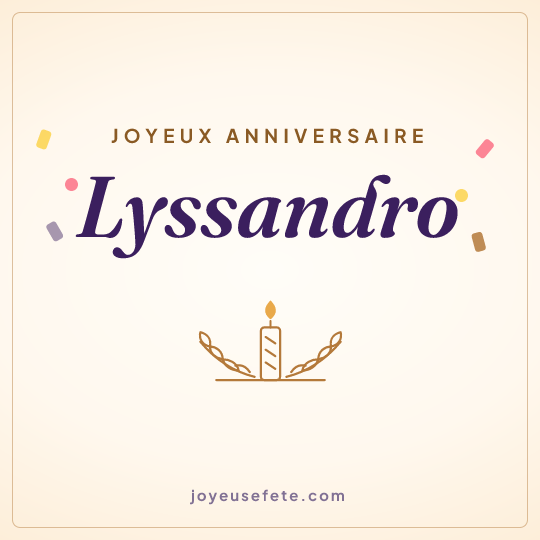 Image carrée « Joyeux anniversaire Lyssandro » pour WhatsApp