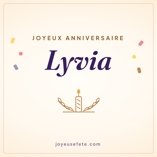 Image carrée « Joyeux anniversaire Lyvia » pour WhatsApp