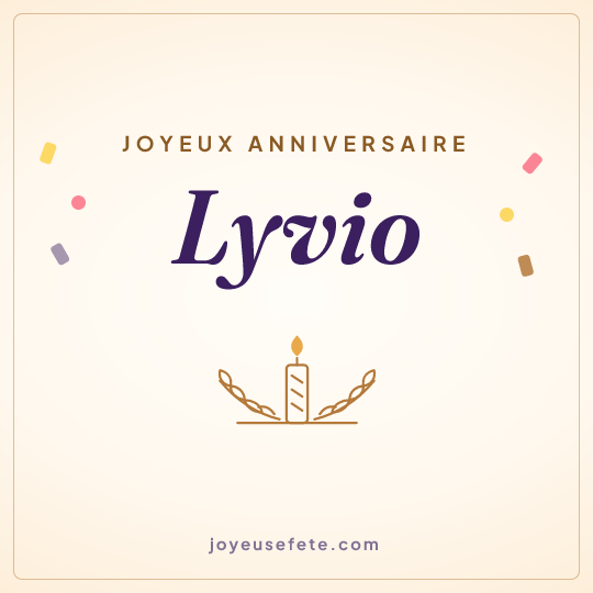 Image carrée « Joyeux anniversaire Lyvio » pour WhatsApp