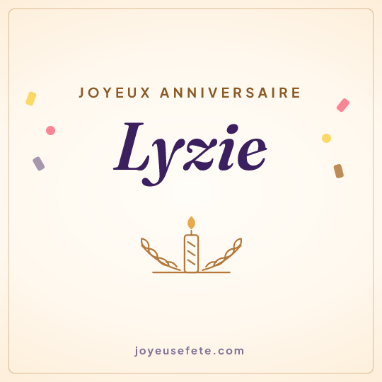 Image carrée « Joyeux anniversaire Lyzie » pour WhatsApp