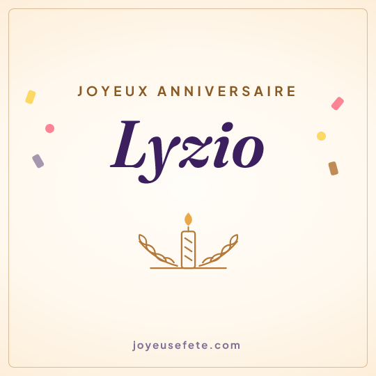 Image carrée « Joyeux anniversaire Lyzio » pour WhatsApp