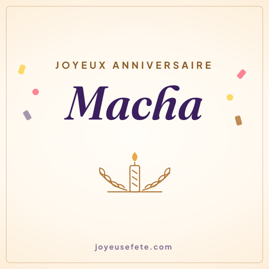 Image carrée « Joyeux anniversaire Macha » pour WhatsApp