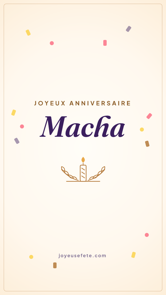 Image « Joyeux anniversaire Macha » au format story