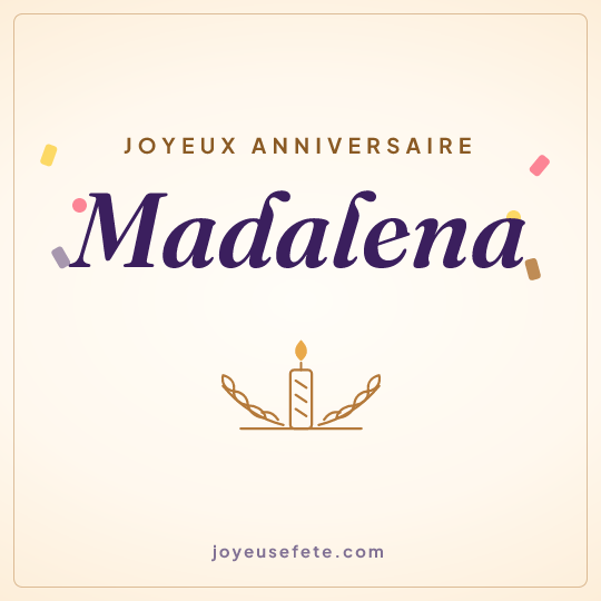 Image carrée « Joyeux anniversaire Madalena » pour WhatsApp