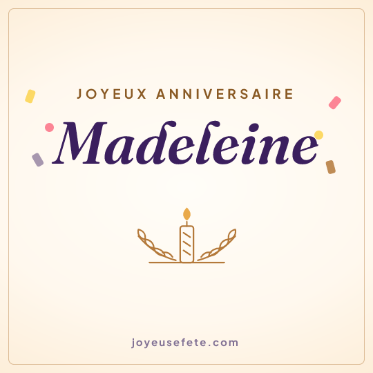 Image carrée « Joyeux anniversaire Madeleine » pour WhatsApp