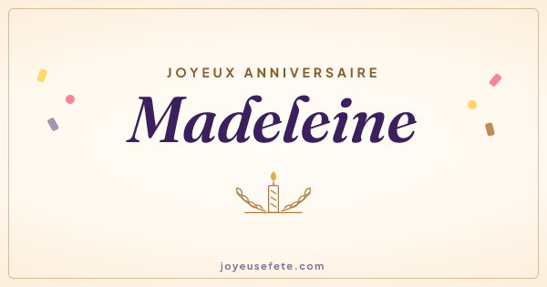 Image « Joyeux anniversaire Madeleine » au format large