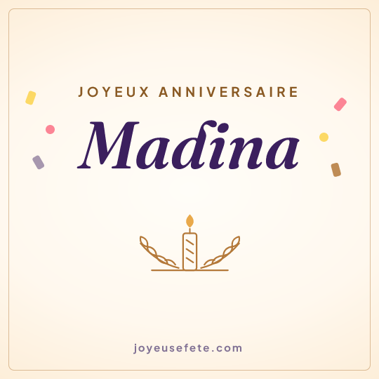 Image carrée « Joyeux anniversaire Madina » pour WhatsApp