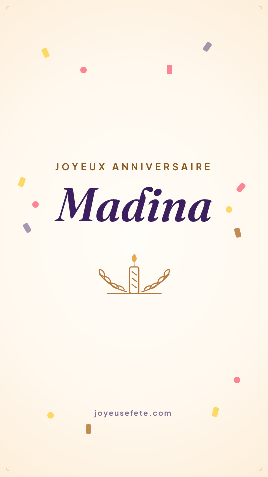 Image « Joyeux anniversaire Madina » au format story